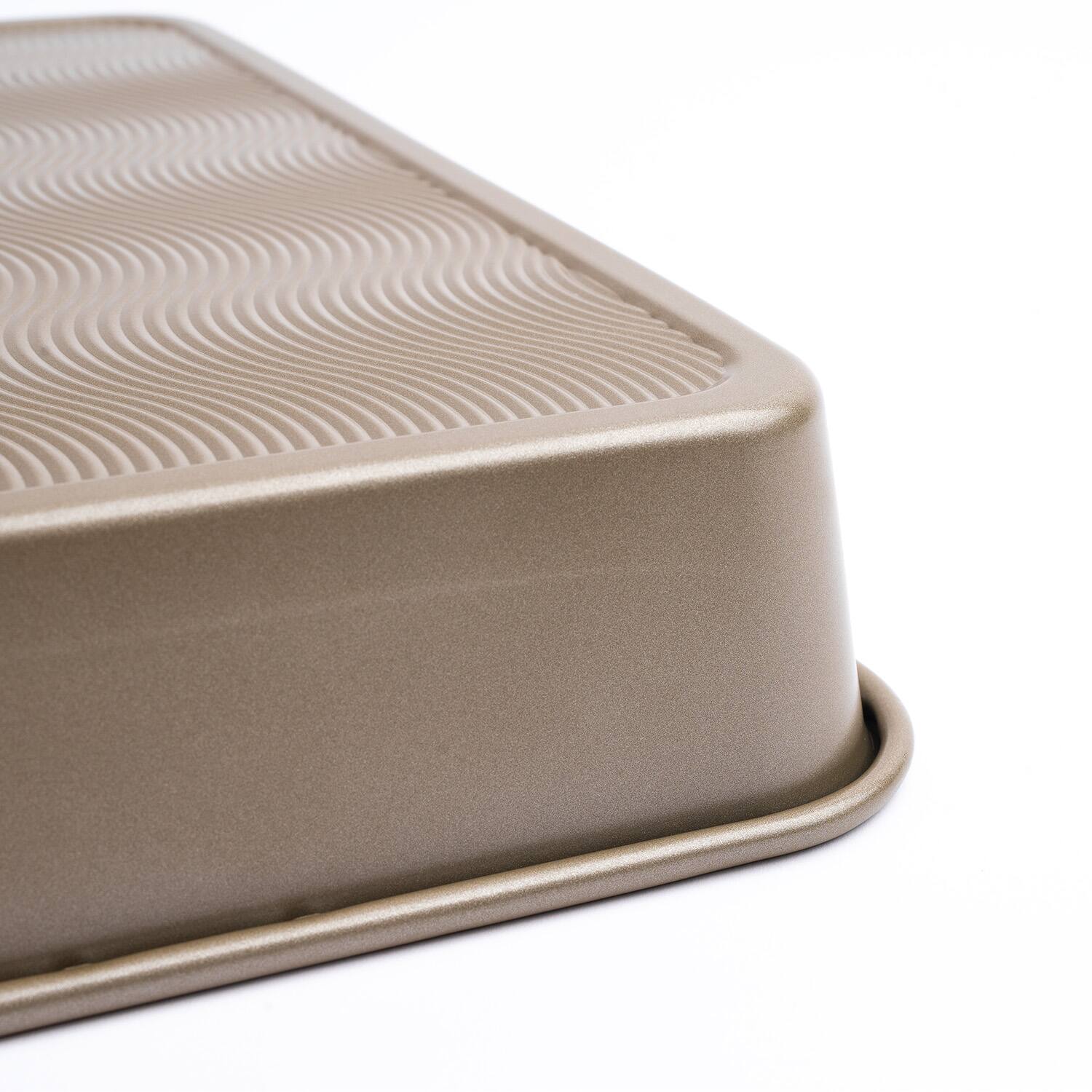 Alt View 3. Cuisipro - 13.5 x 9.5-Inch Rectangular Steel Nonstick Roasting Pan - Brown.