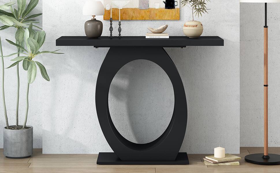 Alt View 1. Spaco - Spaco Modern Entryway Console Table with Egg Shaped Base, Sleek Design for Enhanced Stability in Living Room or Bedroom - Black.