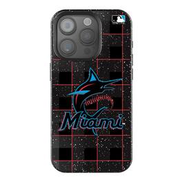 Keyscaper - MLB - Miami Marlins Plaid Bling iPhone Case - 14 - Black