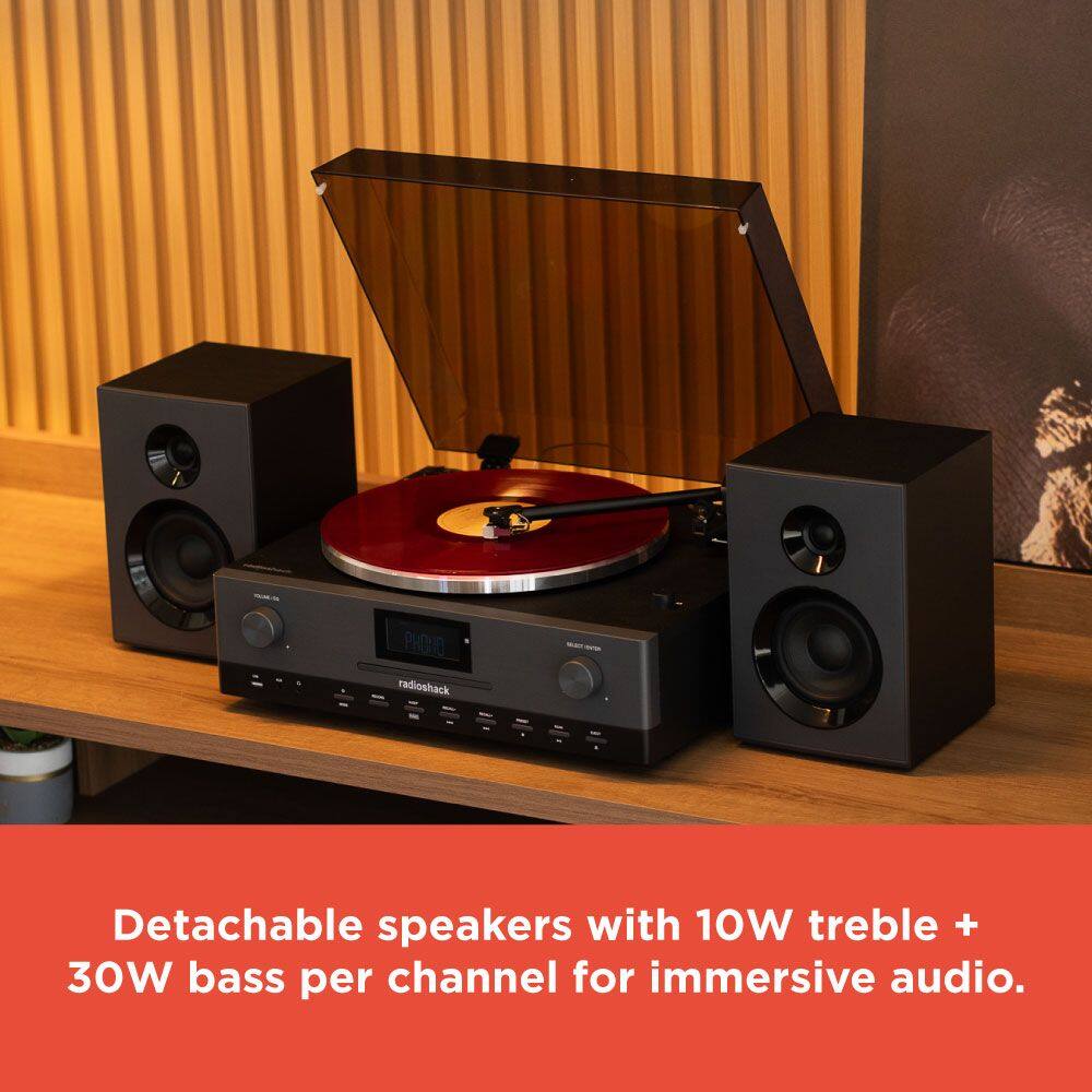 PHCEO radioshack Detachable speakers with 10W treble + 30W bass per channel for immersive audio.
