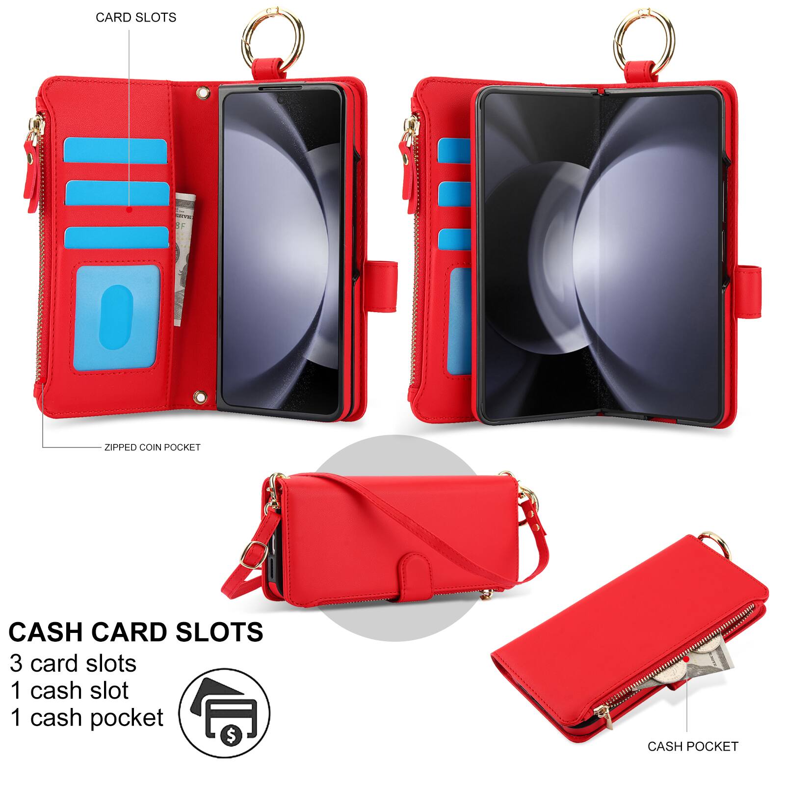 CARD SLOTS  
RF ZIPPED COIN POCKET  
CASH CARD SLOTS  
3 card slots  
1 cash slot  
1 cash pocket