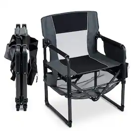 Gymax - Outdoor Camping Chair for Adults w/Cup Holder & Side Pocket Bottle Opener - Black