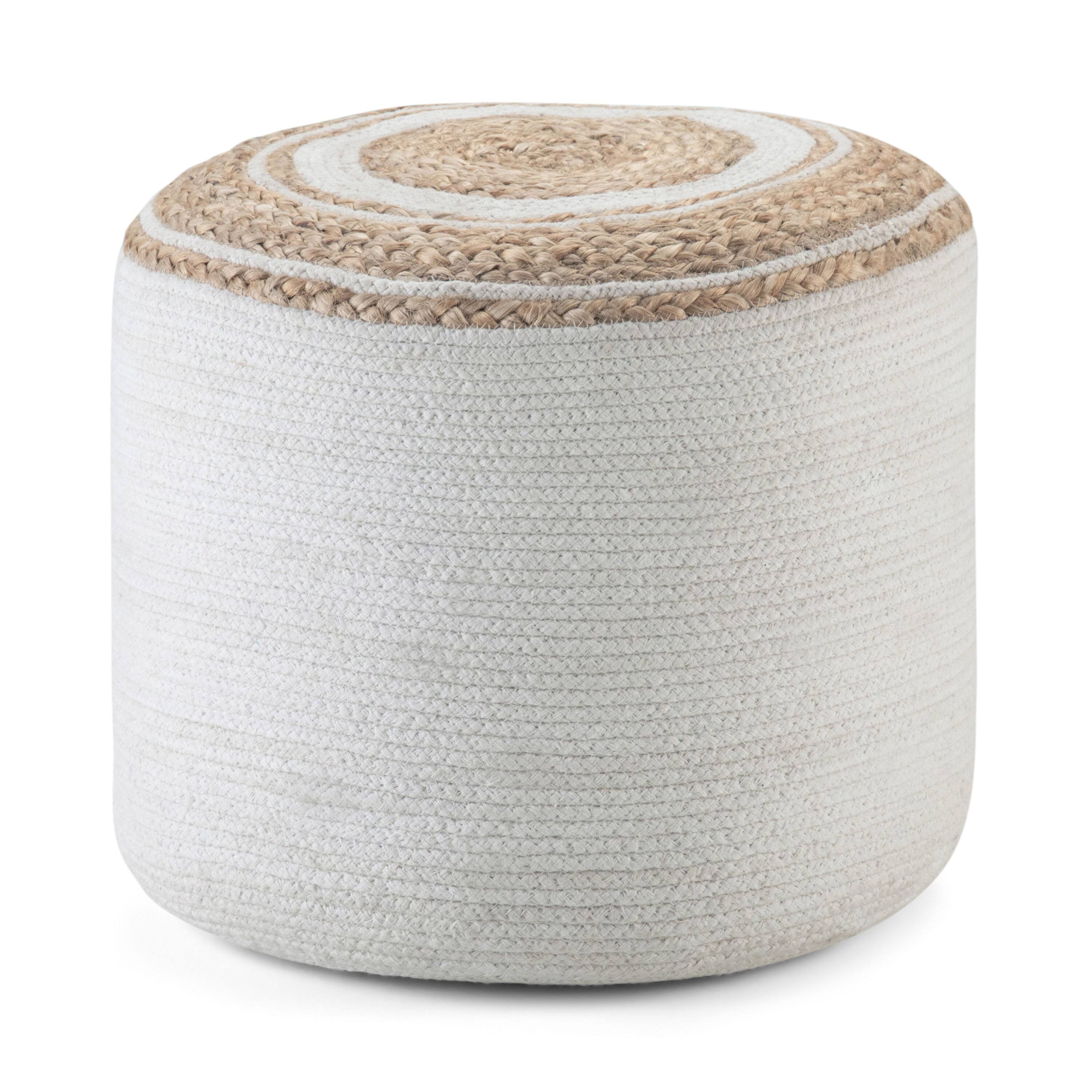 Angle. Simpli Home - Serena Round Braided Pouf - Natural.