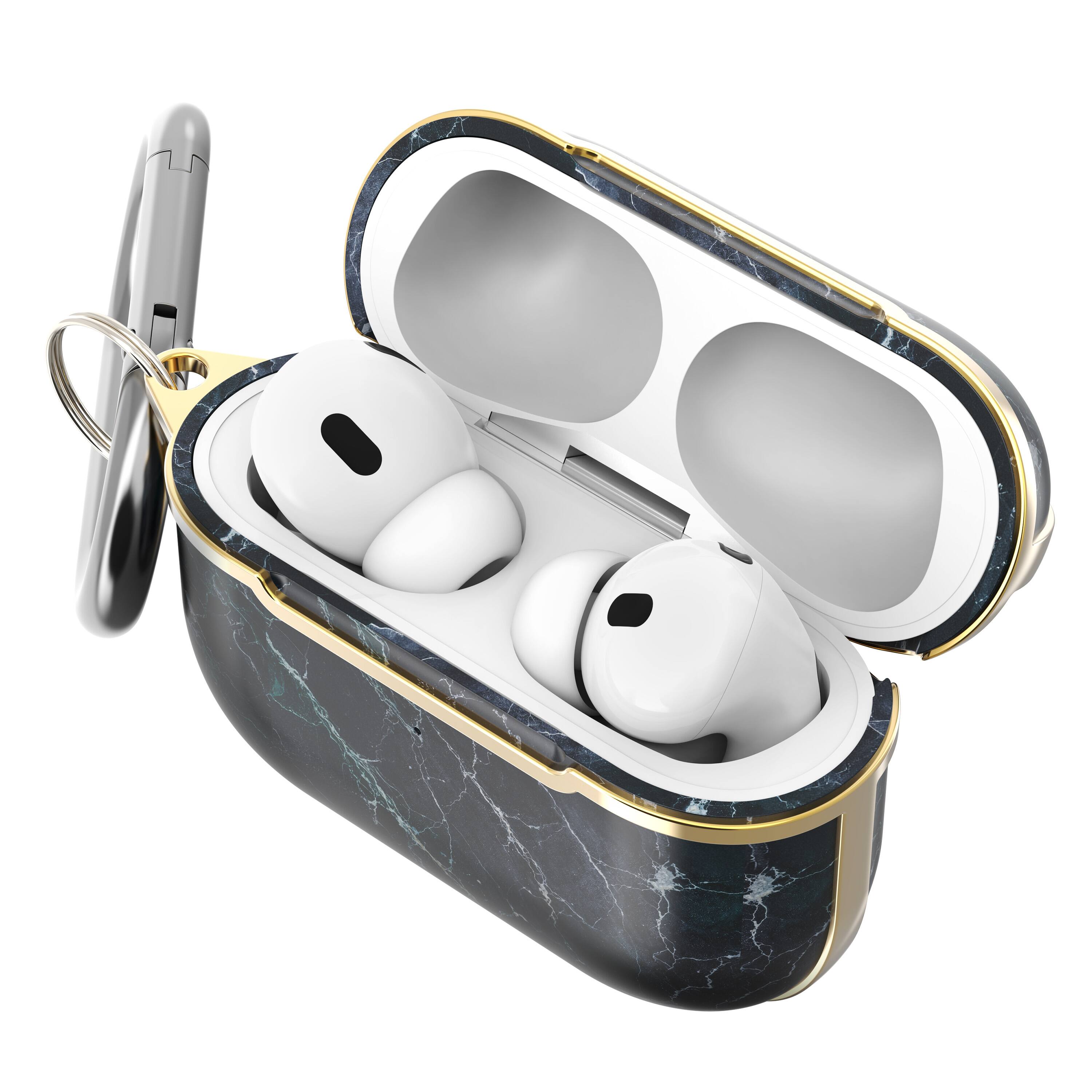 Alt View 1. Vena - Marble Pattern Case for Apple AirPods Pro 2 Case, Protective Cover For AirPods Pro 2nd Generation, Black / Gold - Multicolored.