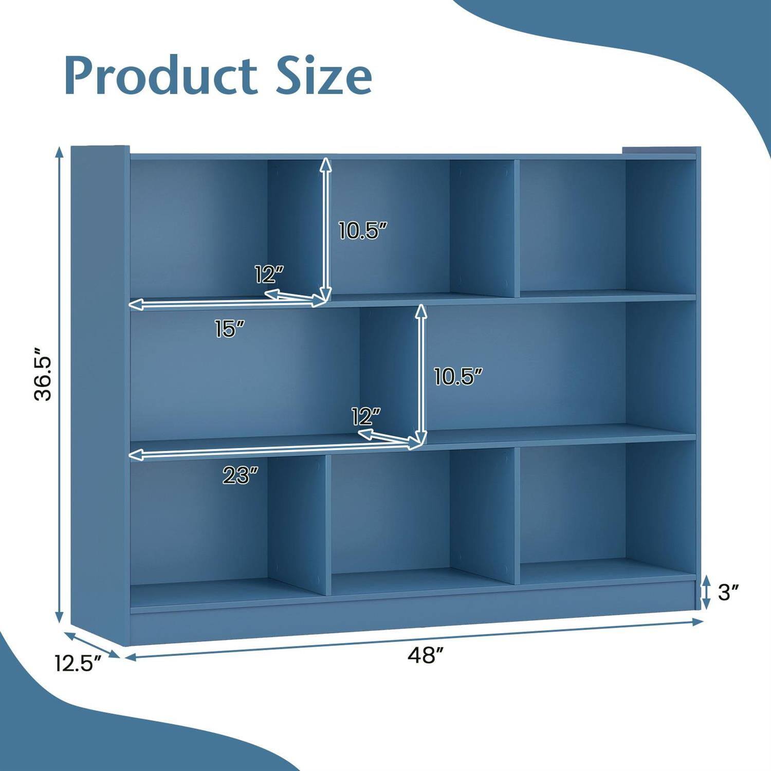 Product Size: 10.5" 12" 36.5" 15" 12" 10.5" 23" 3" 12.5" 48"