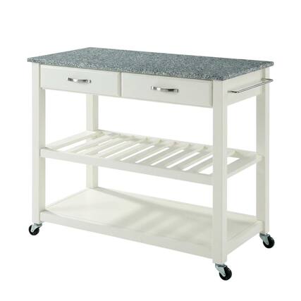 Front. Crosley Furniture - Granite Top Kitchen Prep Rolling Cart - White.