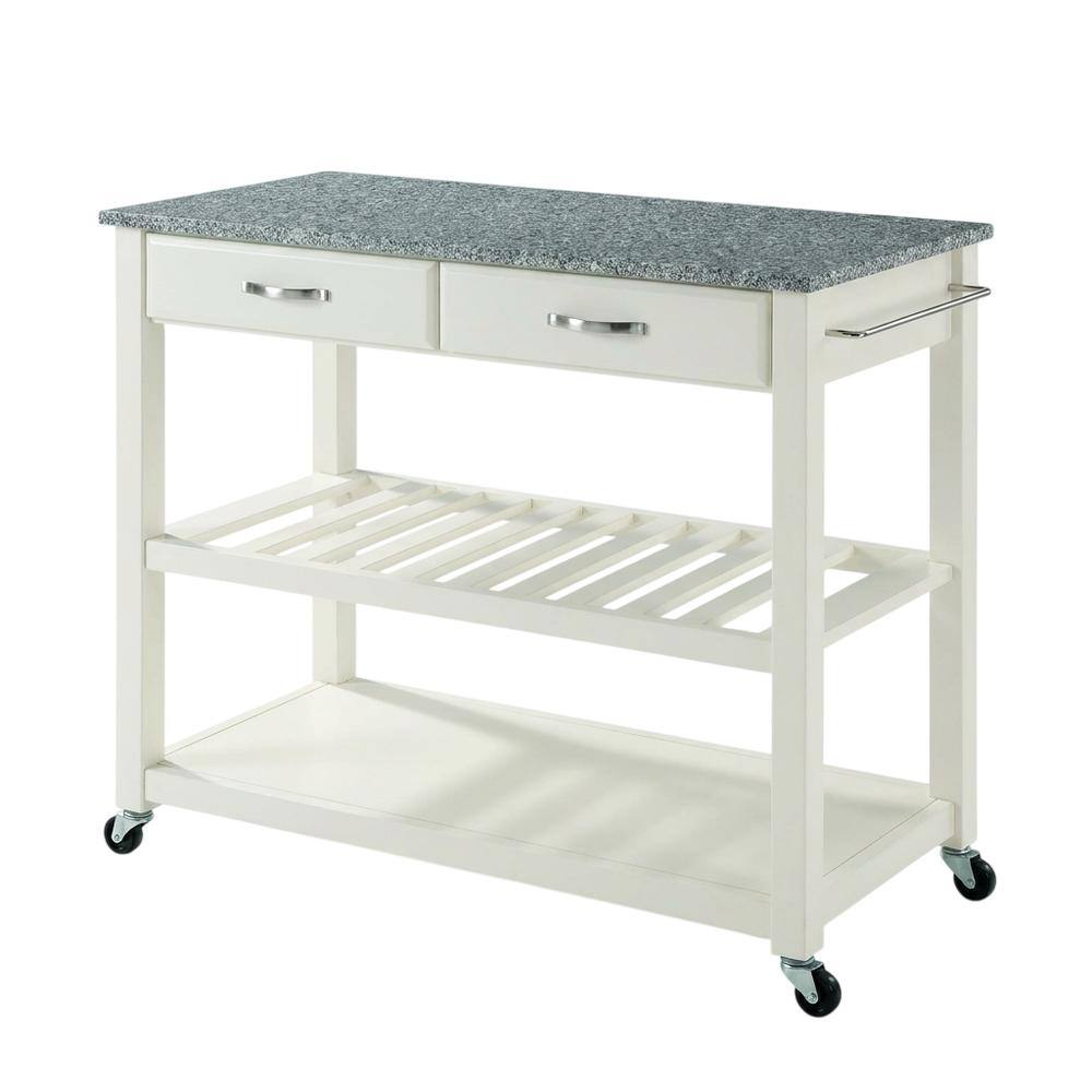 Front. Crosley Furniture - Granite Top Kitchen Prep Rolling Cart - White.