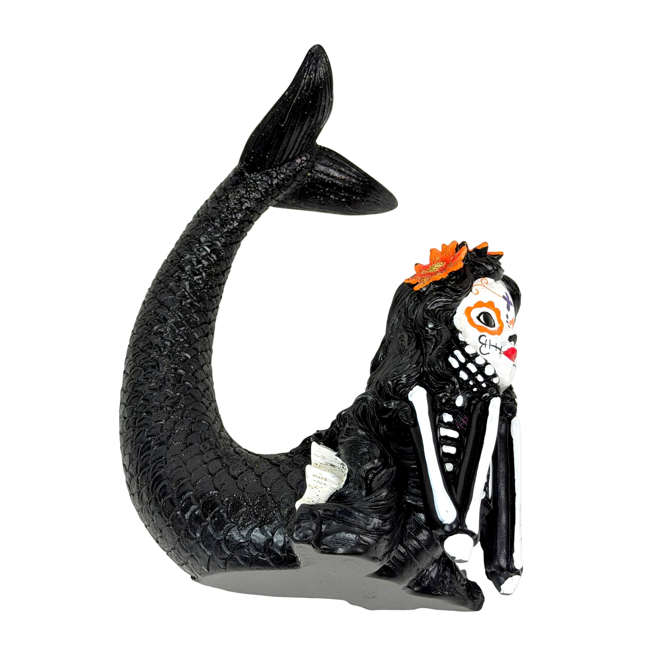 Alt View 2. Things2Die4 - Day of the Dead Mermaid Figurine Resin Skeleton Decor 7.75 Inch Tabletop - Multicolor.