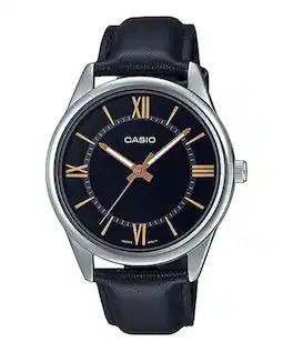 Casio - Men’s Leather Watch with Dial - MTP-V005L-1B5UDF - Black