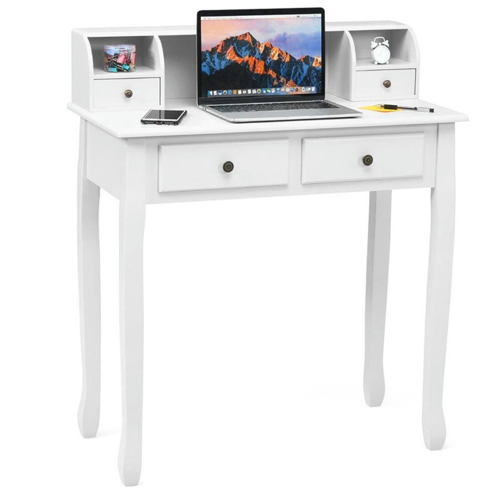 Alt View 1. Resenkos - Removable Floating Organizer 2-Tier Mission Home Computer Vanity Desk-white, Home Office Desks, Gaming Computer Desks - White.