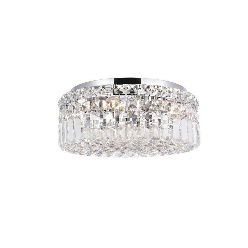 Left. Elegant Lighting - Maxime 4 light Chrome Flush Mount Clear Royal Cut Crystal - Chrome.