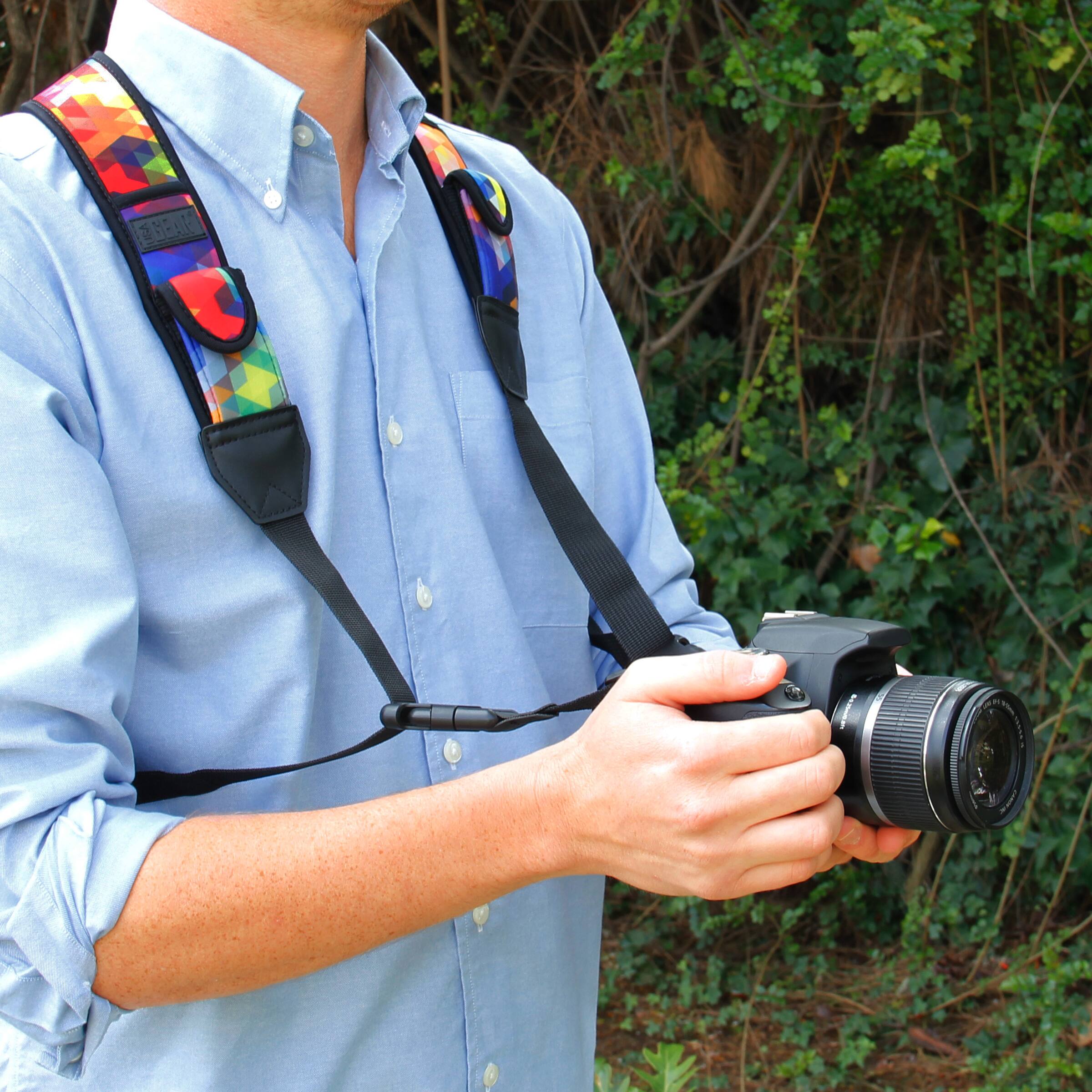 Alt View 4. USA Gear - Universally Compatible Digital Camera Harness with Key Ring Attachment - Geometric.