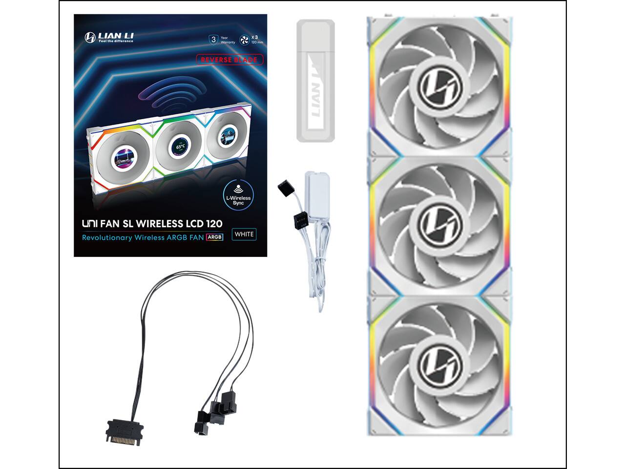 LIAN LI FAN SL WIRELESS LCD 120 WHITE Revolutionary Wireless ARGB FAN