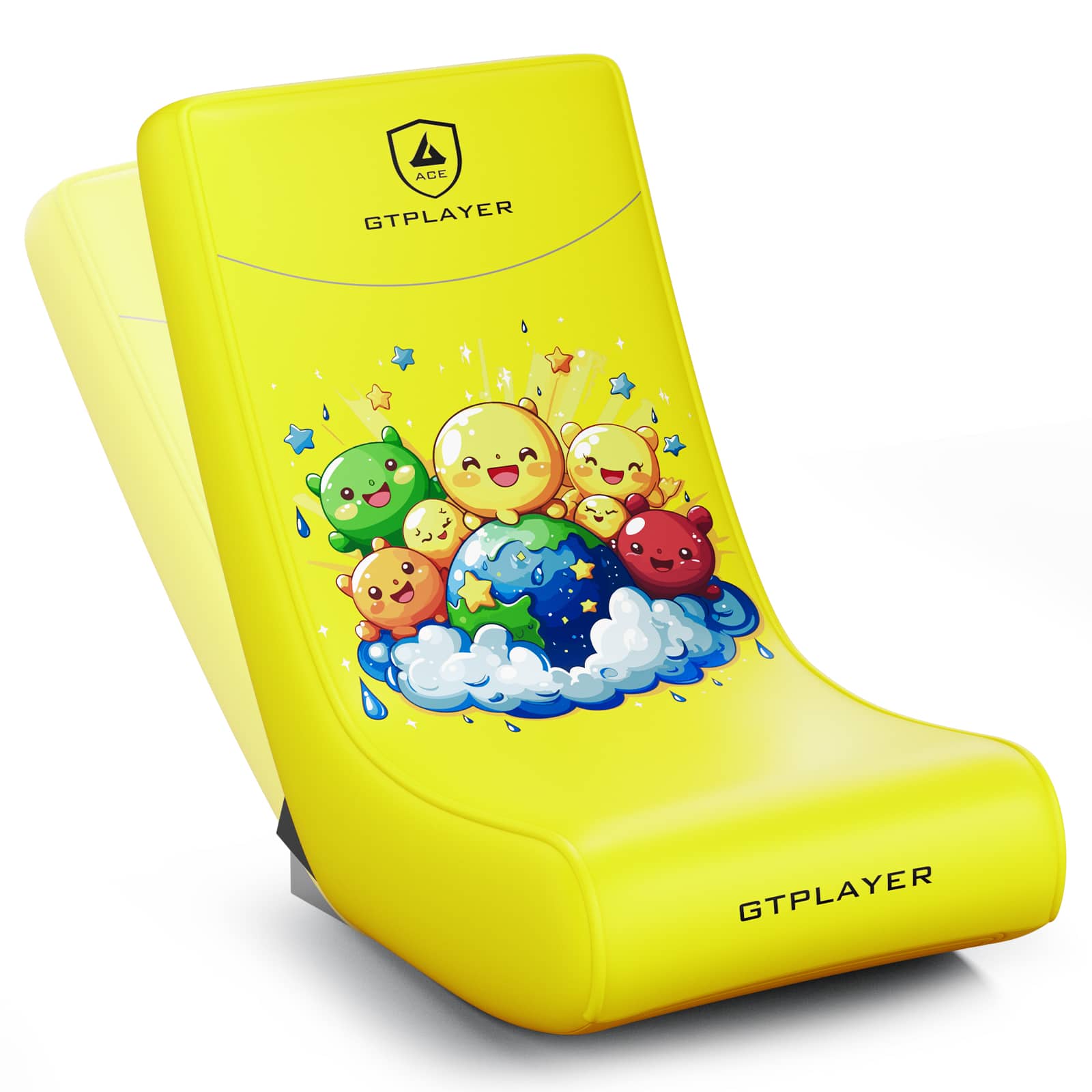 GTPlayer - Gaming Floor Mat Rocking Chair with an angle limiter rocking floor mat gaming chair, Earth Pattern - Yellow