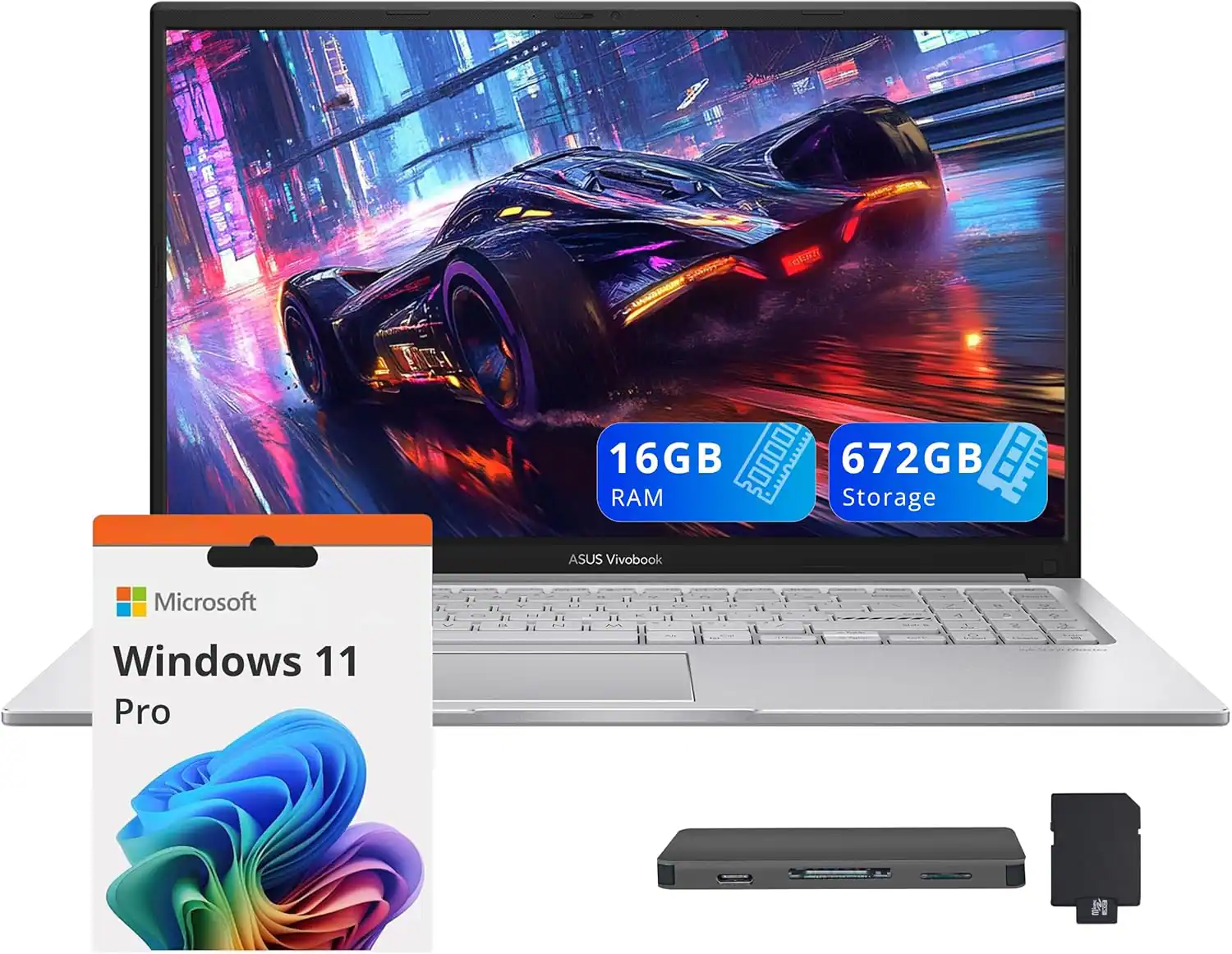 ASUS - Vivobook 15.6" FHD Laptop,Intel Core 5-120U,16GB RAM,512GB SSD+160GB Dock Station,Intel Graphics,Win 11 Pro - Silver