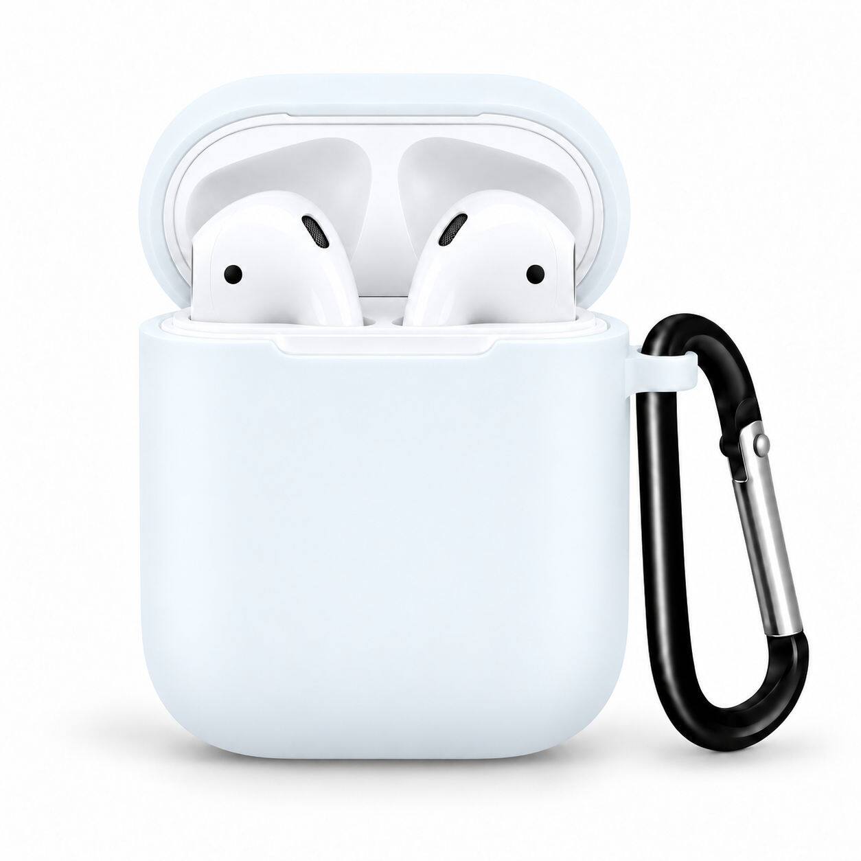 Front. Entronix - Entronix Soft-Touch Silicone Case for AirPods 1st and 2nd Generation - White.