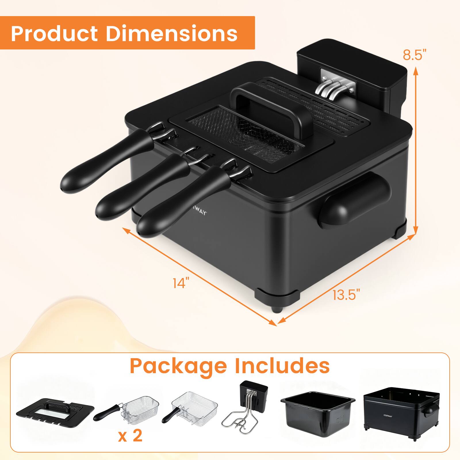 Product Dimensions: 8.5" x 14" x 13.5"  
Package Includes: - X 2