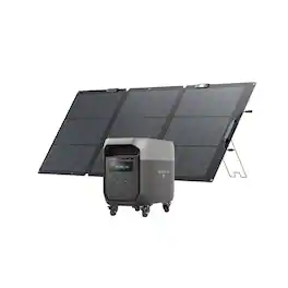 EcoFlow - DELTA 3 Max Portable Power Station(Wheels) with 160W Solar Panel,3400W Output with X-Boost,Solar Generator for Camping (2048 Wh Capacity) - Light Gray