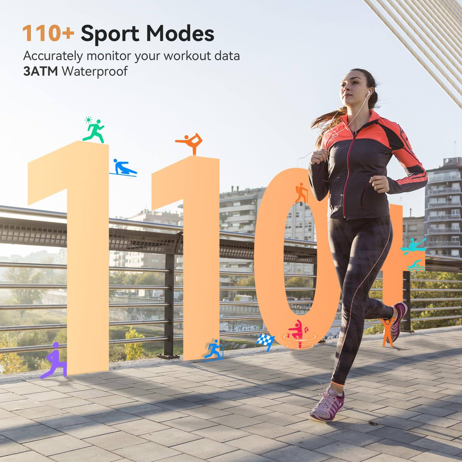 Alt View 1. GlowWise - Women's Smartwatch with AMOLED Screen, Bluetooth Calling, SpO2 Monitor, 110+ Sports Modes, 3ATM Waterproof for iPhone - yellow.