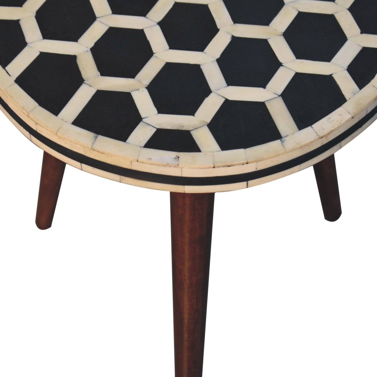 Angle. Artisan Furniture - Artisan Furniture Solid Wood Bone Inlay Tripod Stool With Honey Caramel Finish - Brown.