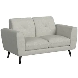 Elements - Sonata Loveseat in Palmer smoke with Black Wooden Legs - Palmer smoke