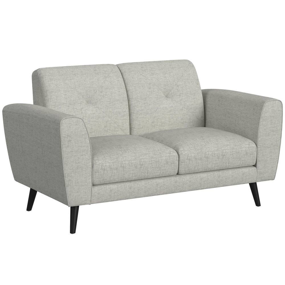 Front. Elements - Sonata Loveseat in Palmer smoke with Black Wooden Legs - Palmer smoke.