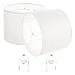 VEVOR - Drum Lamp Shade 2 Set, 16 in Top x 16 in Bottom x 12 in High, Large Lampshade with Harp, Replacement Lamp Shade - White