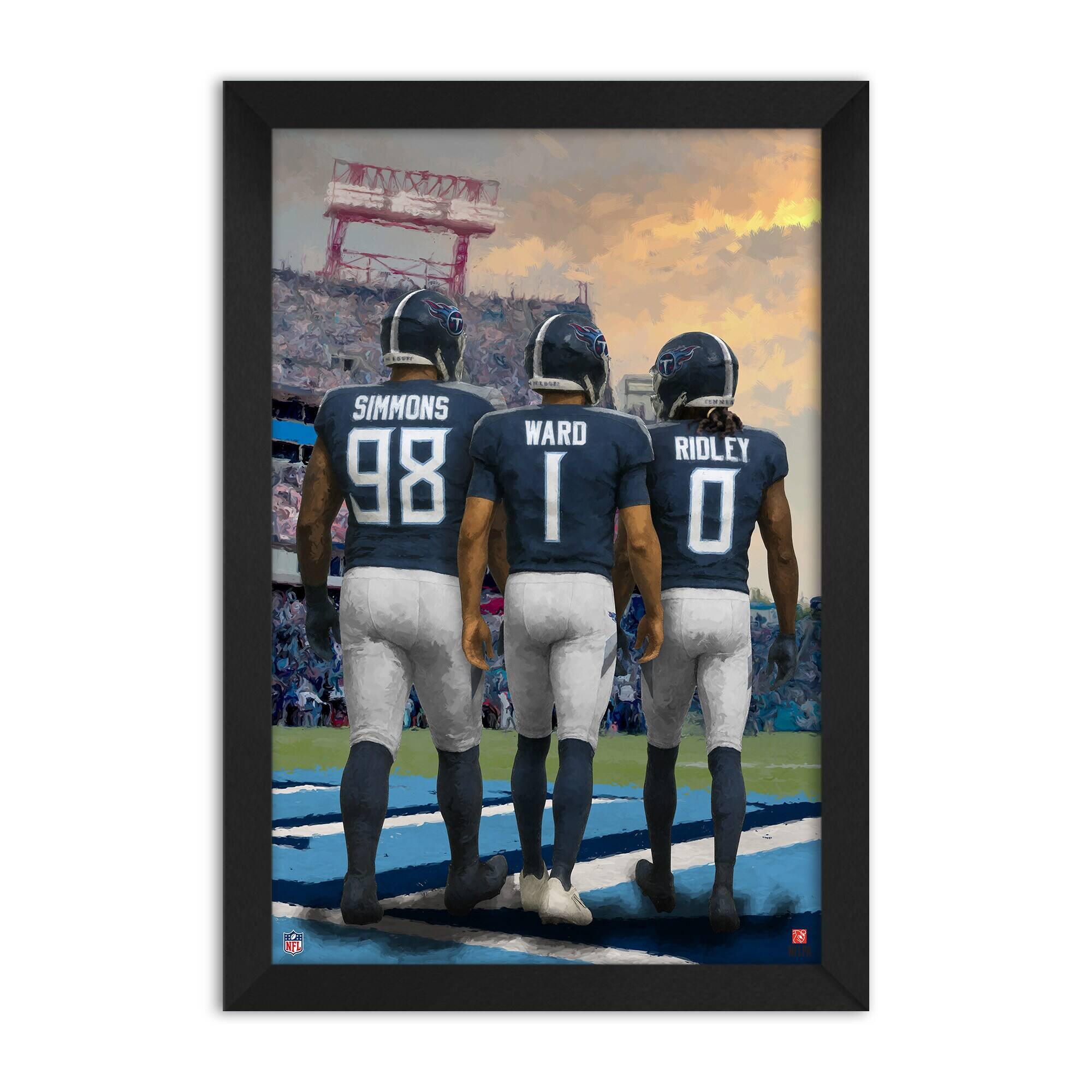 Jeffery Simmons, Cam Ward & Calvin Ridley Tennessee Titans Framed Three-Player Art Print