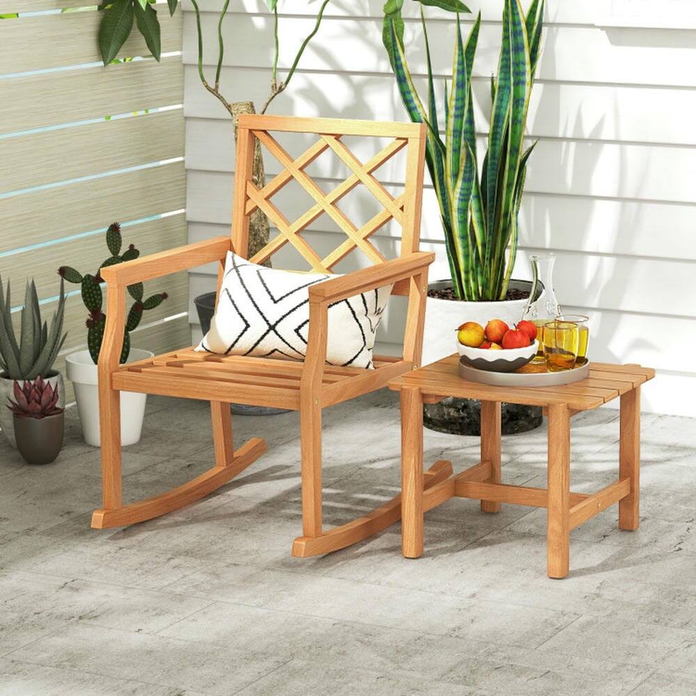 Left. Kadyn - Patio Coffee Tables,Patio Tables,Patio Teak Wood Side Table with Slatted Tabletop for Yard - Brown.