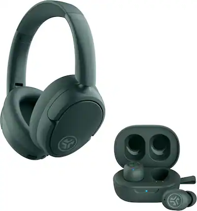 Front. JLab - JBuds Lux ANC Wireless Headphones & JBuds Mini Earbuds Audio Bundle - Sage.