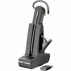 Front. HP - Poly Savi 8245-M Microsoft Teams Certified DECT 1920-1930 MHz USB-A Headset +D200 TAA - Mono, Stereo - USB Type A - Black.