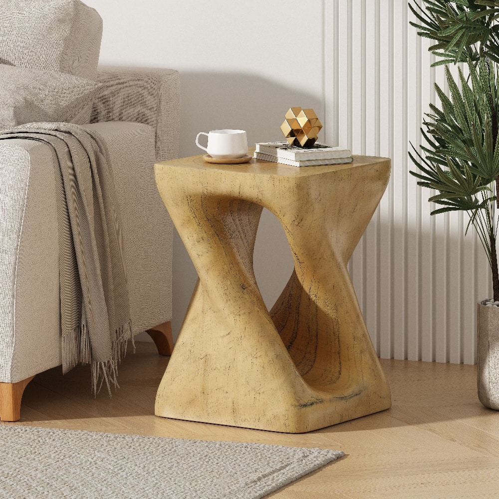 Loheer - Twist Side Table MGO Wood Look Spiral End Table - Natural price history on PriceWatchPro