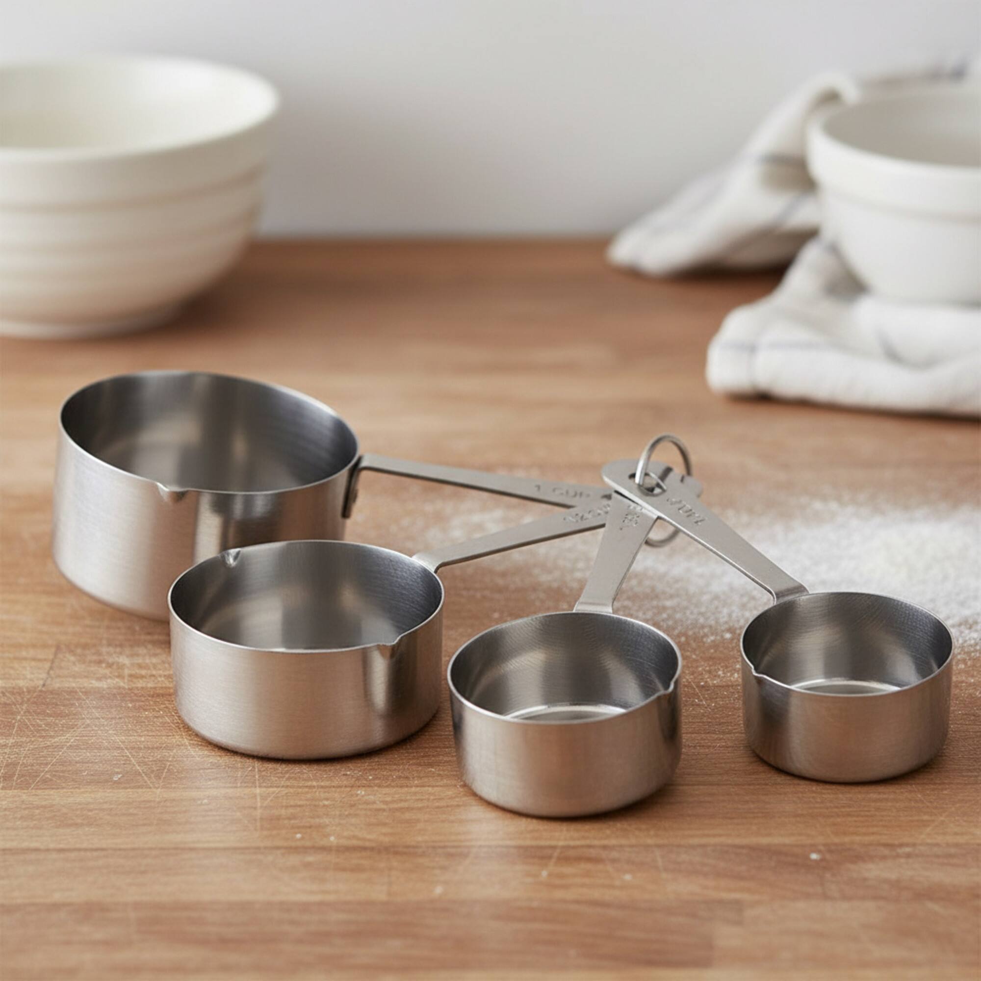 Alt View 1. Amco - Amco Stainless Steel Measuring Cups (Set of 4)- 1 Cup, 1/2 Cup, 1/3 Cup, 1/4 Cup - Dishwasher Safe - Silver.