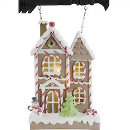 K&K Interiors - Glittered Frosted LED Gingerbread House Arrow Replacement Sign 13 inch - Arrow Sold Separately - Brown