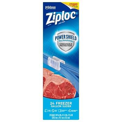 Sure, here is the corrected and grouped text:

**Ziploc**  
**POWER SHIELD Technology**  
**UNBREAKABLE PROTECTION**

**24 FREEZER GALLON SLIDER**  
**24 BAGS**

**10% MORE**  
**25% MORE**

**26.8 cL**  
**241 C**  
**5.6 cml**