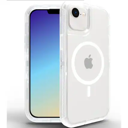 Front. Entronix - Entronix Magnetic Case for iPhone 16E - Clear Triple-Layer Heavy Duty Protection - Clear.