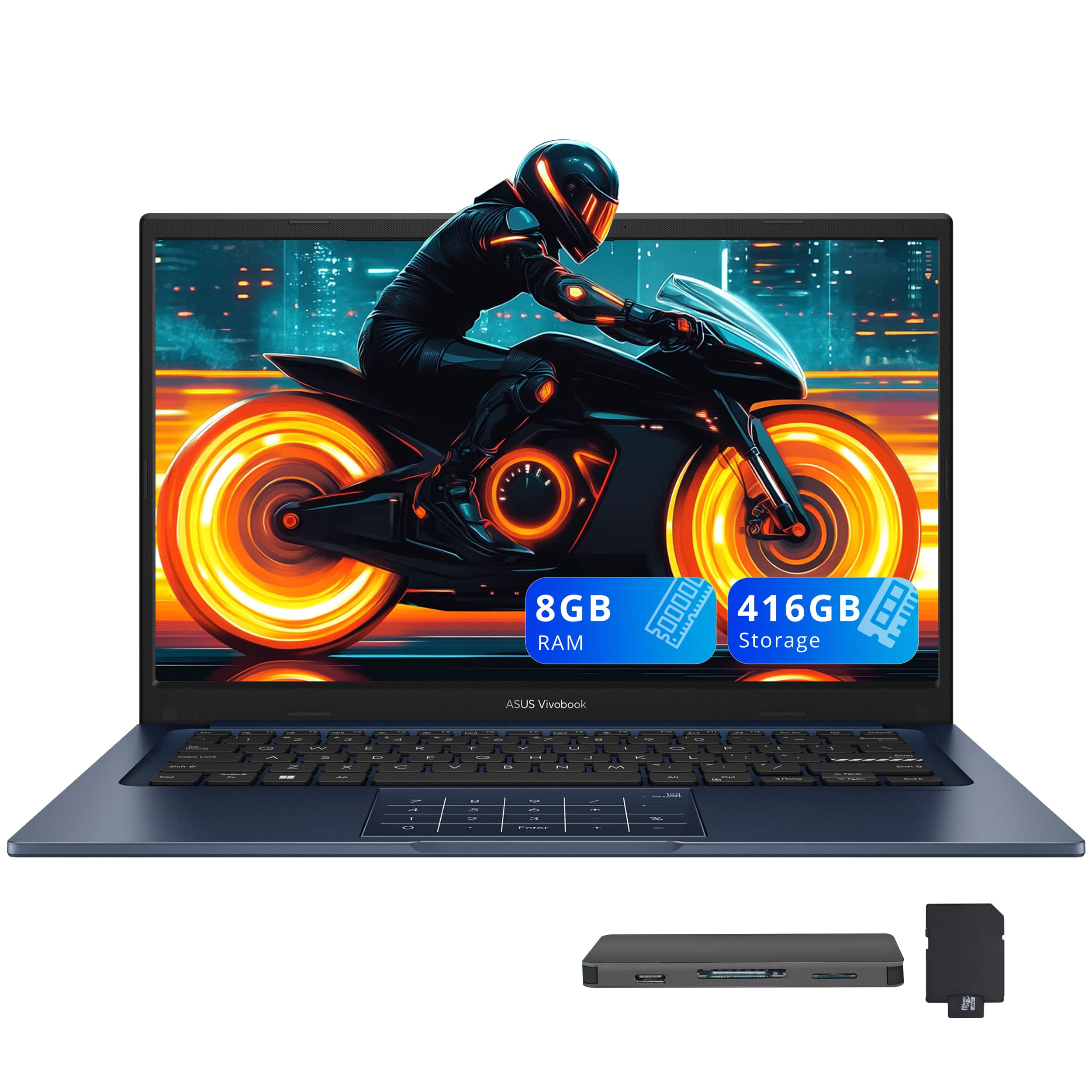 ASUS - Vivobook 14 14" FHD Laptop,Intel Core i3 1315U,8GB RAM,256GB SSD+160GB Dock Set,Intel UHD Graphics,Win 11 - Blue