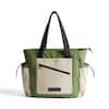 Front. Bagsmart - Paz 23L Quilted Travel Tote Bag, Lightweight Work Shoulder Bag with 15.6 Inch Laptop Compartment, Casual Daypack Handbag - Green.