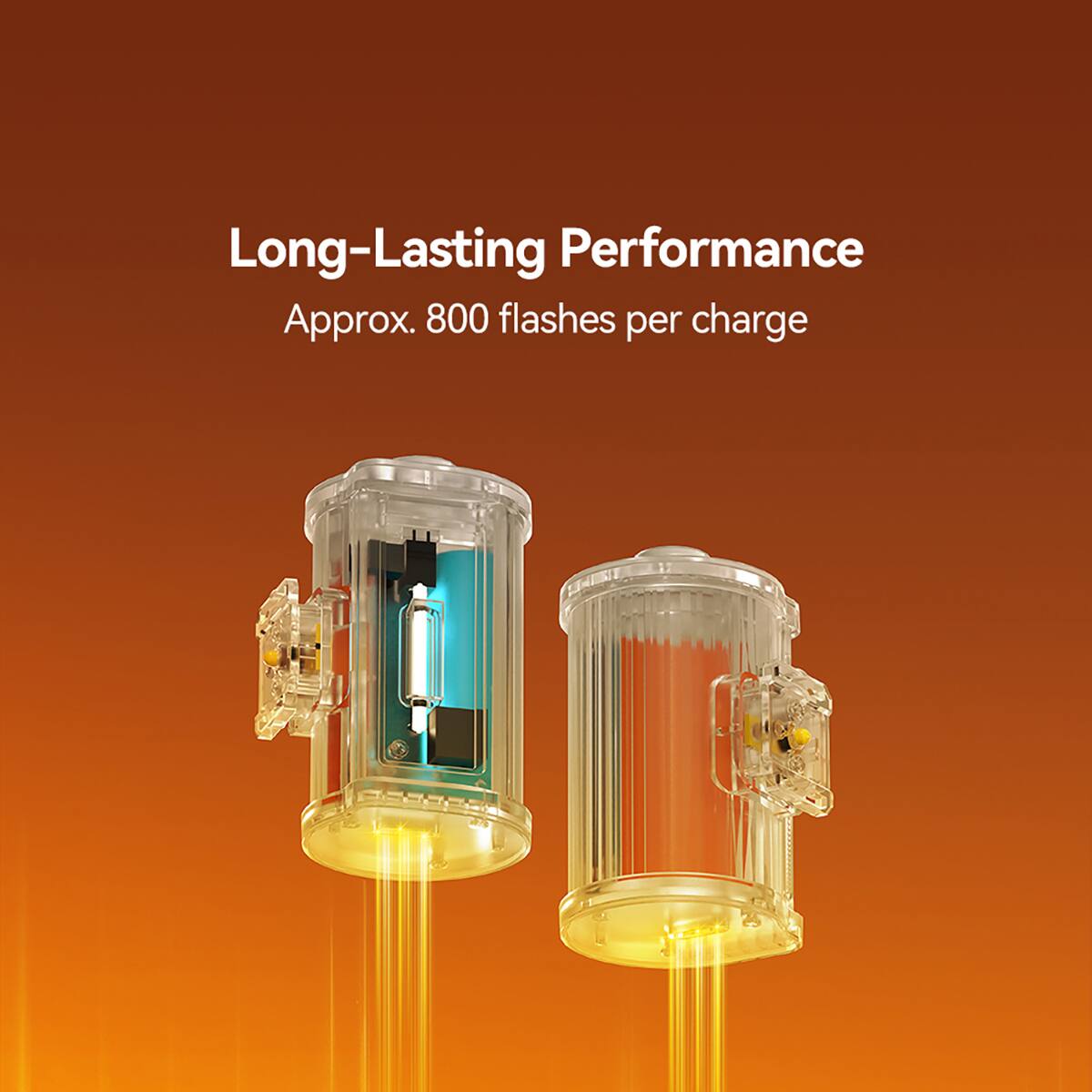 Long-Lasting Performance  
Approx. 800 flashes per charge
