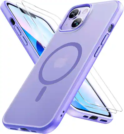Front. Entronix - Entronix iPhone 13 Pro Bundle: Magnetic Translucent Matte Case with 2 Clear Screen Protectors - Purple.