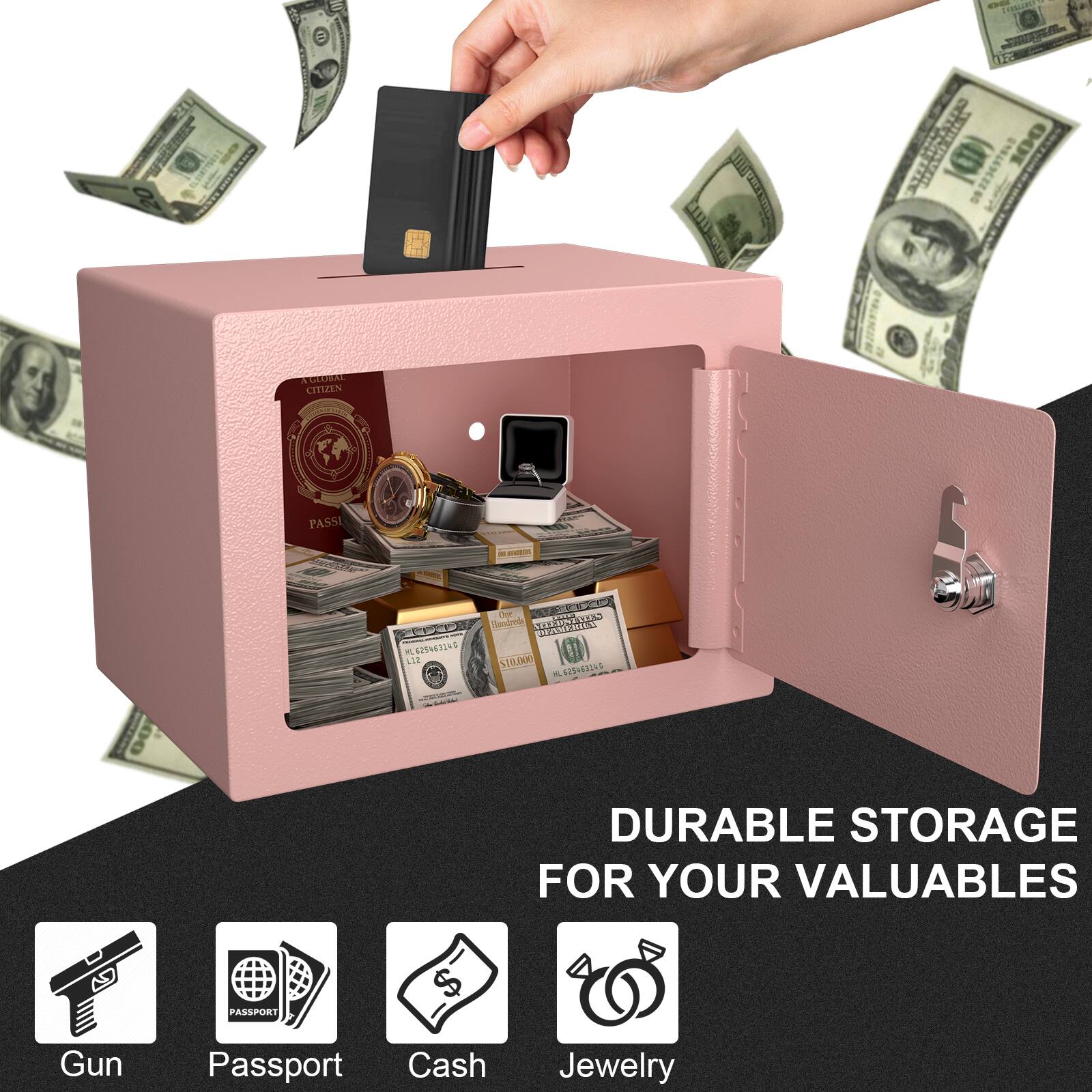DURABLE STORAGE FOR YOUR VALUABLES

- Gun
- Passport
- Cash
- Jewelry