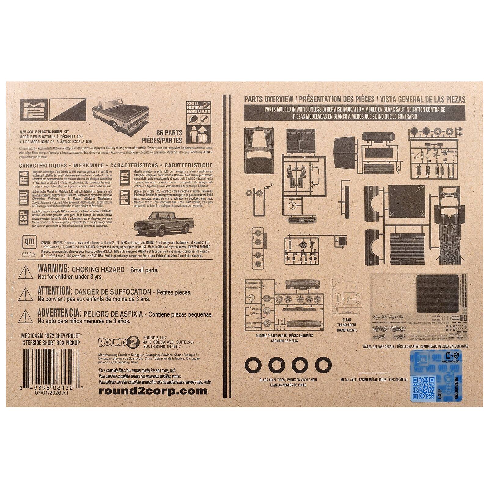 Skill 2 Model Kit 1972 Chevrolet C10 Shortbed Pickup Truck 1/25 Scale ...