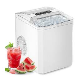 AOITUN - Portable Countertop Ice Maker: 9 Cubes/6 Mins, 26 lbs/24Hrs Self-Cleaning - Elegant White