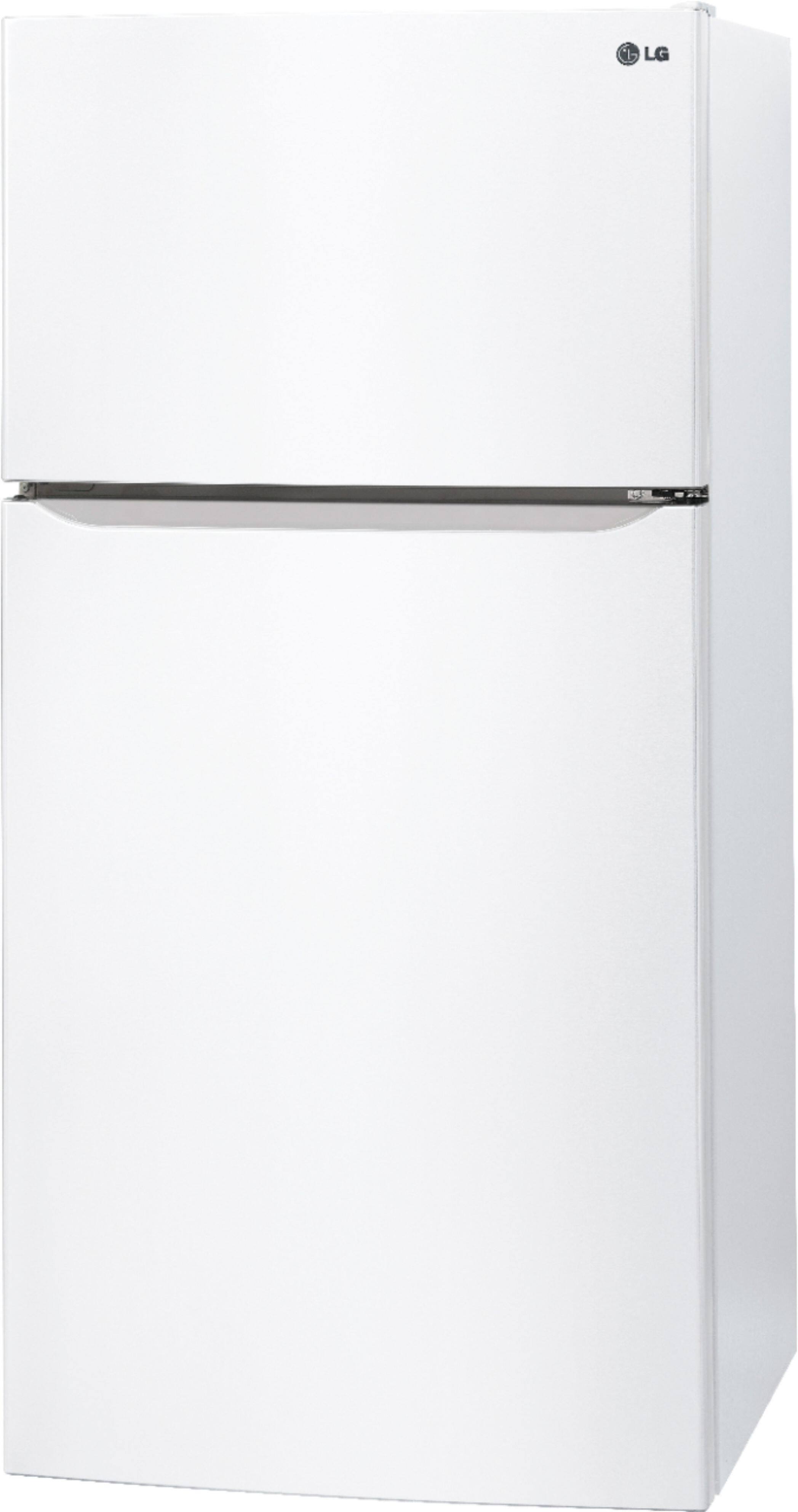 Left. LG - 23.8 Cu. Ft. Top-Freezer Refrigerator with Ice Maker - Smooth White.