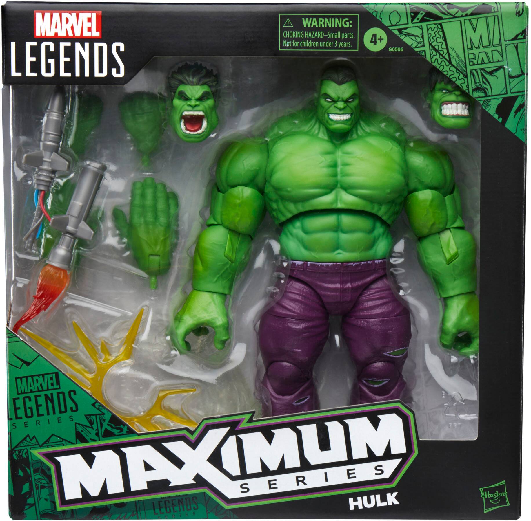 Marvel Legends Warning: Choking Hazard - Small parts. Not for children under 3 years. 4+. Marvel Legends Series Maximum Legends Series Hulk.