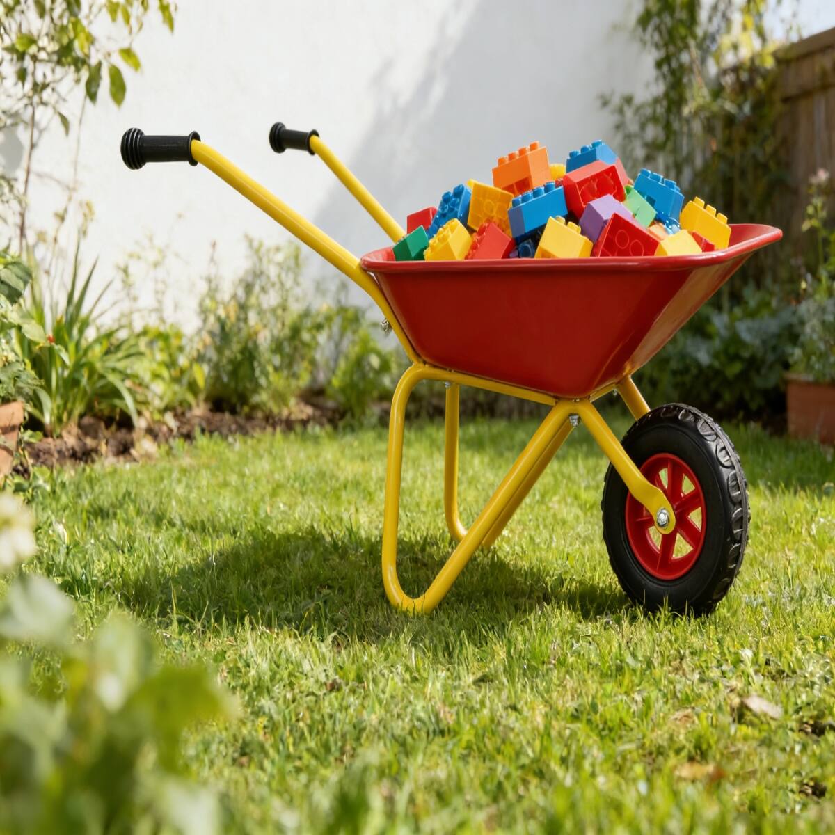 Alt View 4. Loheer - Loheer Kids Metal Wheelbarrow Red Garden Cart for Toddlers 33LBS.