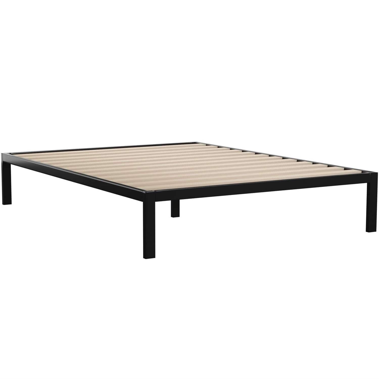 Hivvago - Queen Metal Platform Bed Frame with Wood Slats - 700 lbs Weight Capacity - Black