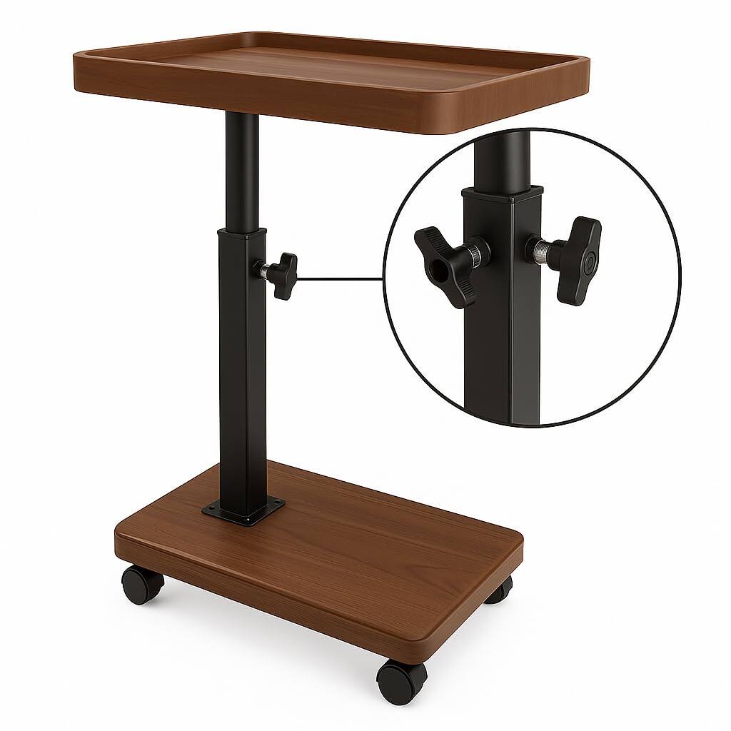 Alt View 2. Fabibe - Adjustable Height C Shaped Side Table With Wheels Rolling Sofa Couch End 360° Swivel Laptop Desk Tv Tray - Default.