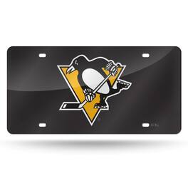 Rico Industries - Pittsburgh Penguins NHL Logo Mirror Look LASER License Plate - Multi