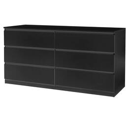 Winado - 55"W Large Wooden Dresser Wide 6 Drawers Storage Organizer Unit Cabinet Modern Chests of Drawer for Bedroom Livingroom - Black